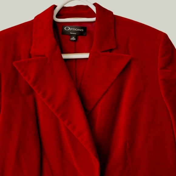 Options burgundy velvet jacket blazer fitted single-breasted 2-button closure 12 - Picture 4 of 14